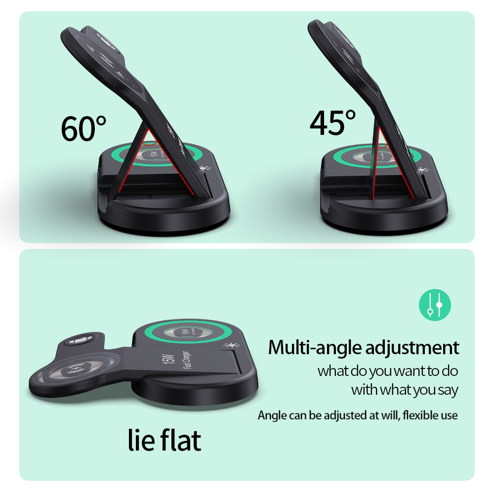 H50 Foldable Magnetic Wireless Charger for iPhone 12-15 Series / iWatch / AirPods Charging Dock with Ambient Light H50 Foldable Magnetic Wireless Charger for iPhone 12-15 Series / iWatch / AirPods Charging Dock with Ambient Light